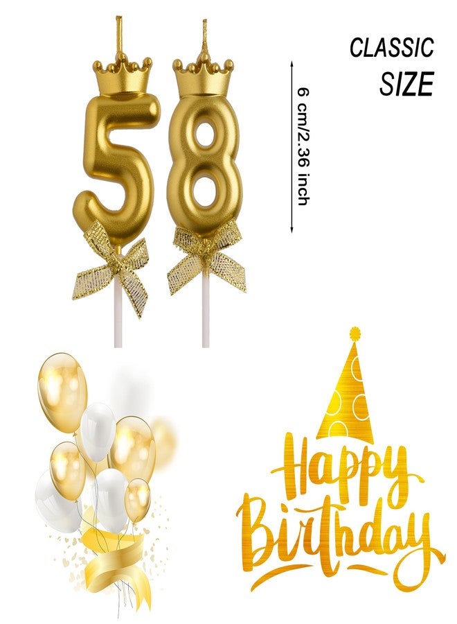 AOOLADA 58th 85th Birthday Candles, Gold 85 58 Year Old Cake Topper Number Birthday Candles, Birthday Party Decorations Gifts for Women Men - Image 2